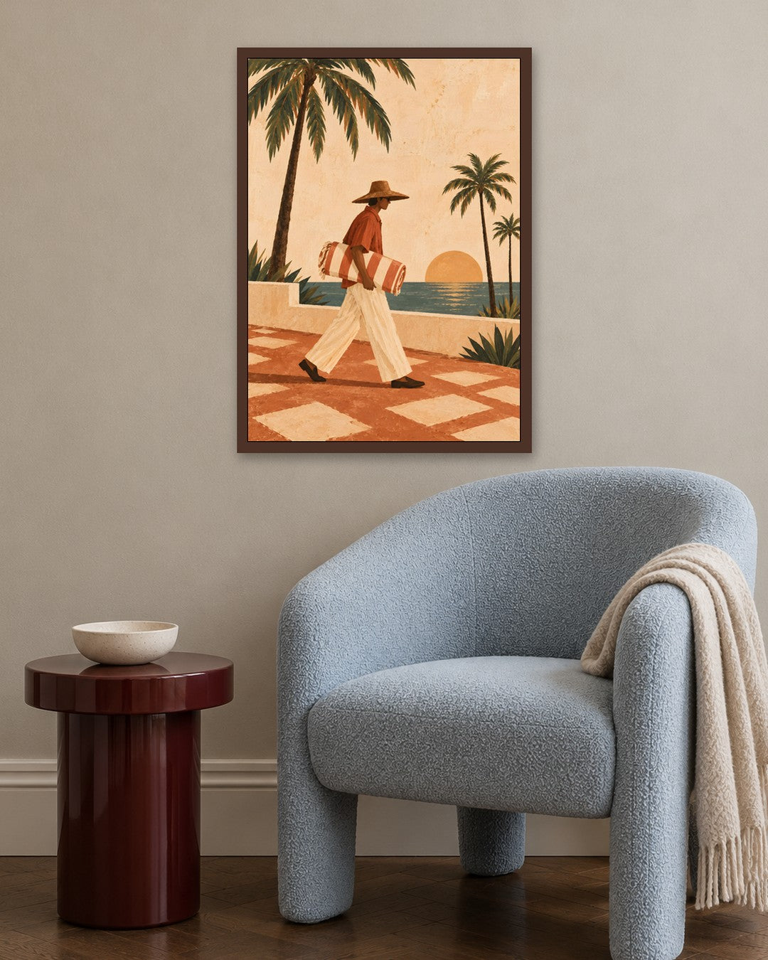 Paige Hilton - Beach Walk - dark oak frame in a room