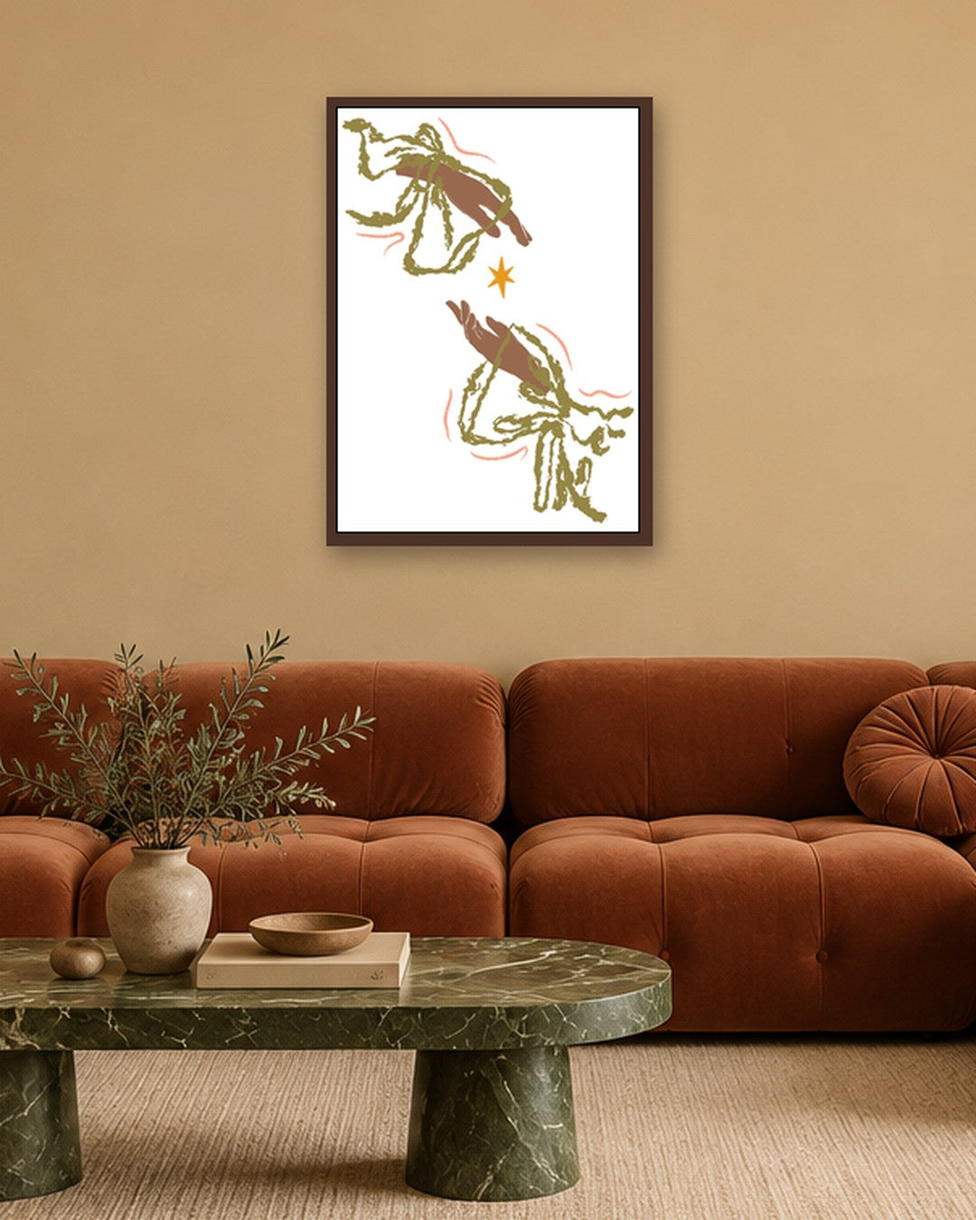 SENT Studio - Blooming Flowers Poster No. 43 - dark oak frame in a room