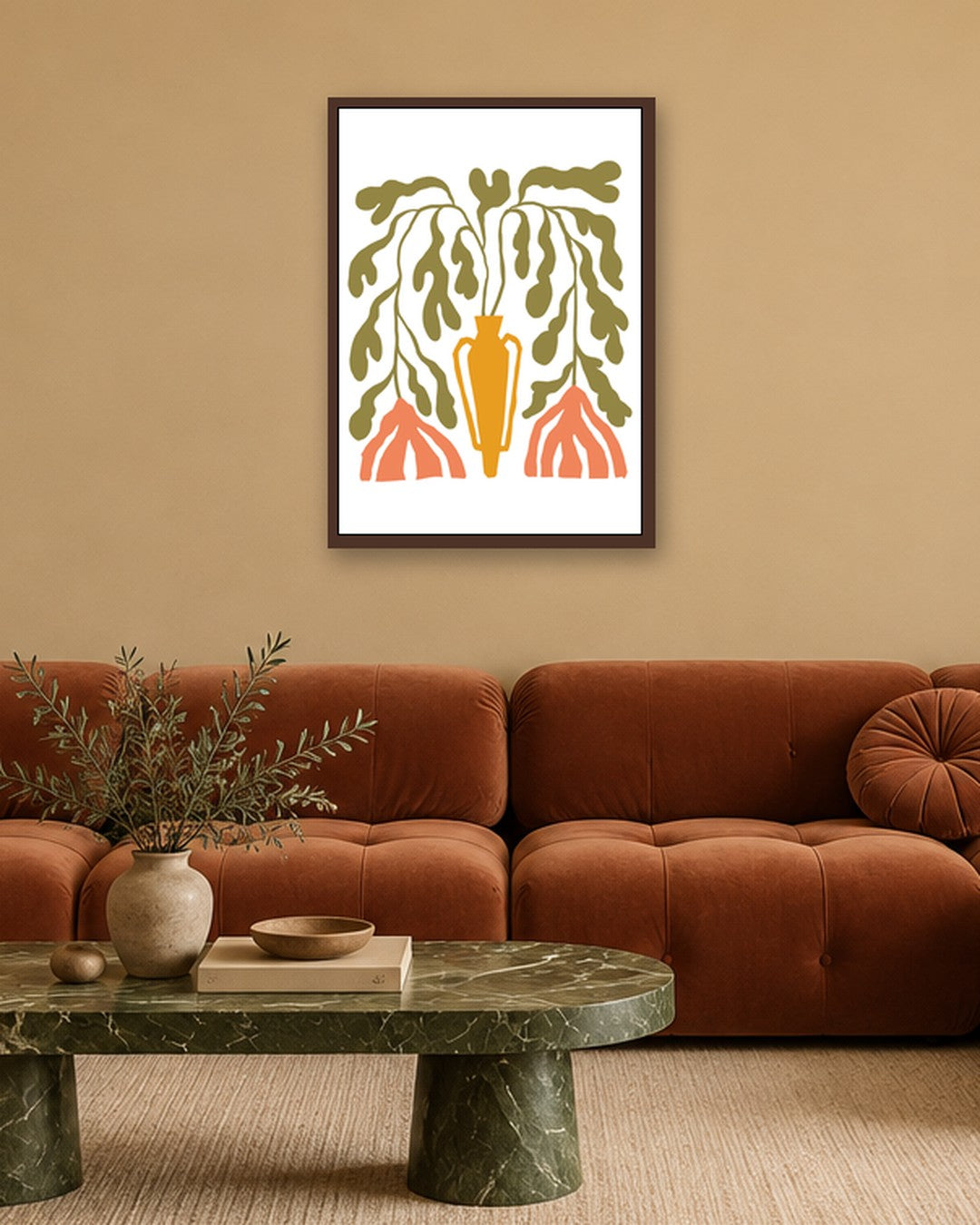 SENT Studio - Blooming Flowers Poster No. 47 - dark oak frame in a room