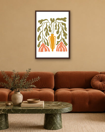 SENT Studio - Blooming Flowers Poster No. 47 - dark oak frame in a room