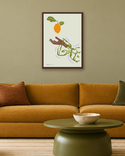 SENT Studio - Blooming Flowers Poster No. 3 - dark oak frame in a room