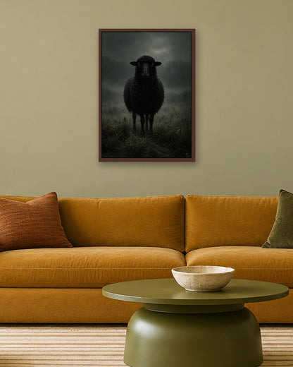 John Smart - Black Sheep - dark oak frame in a room