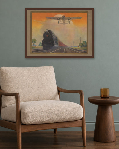 Pennsylvania Railroad - Giant Conquerors of Space and Time (1931) - dark oak frame in a room