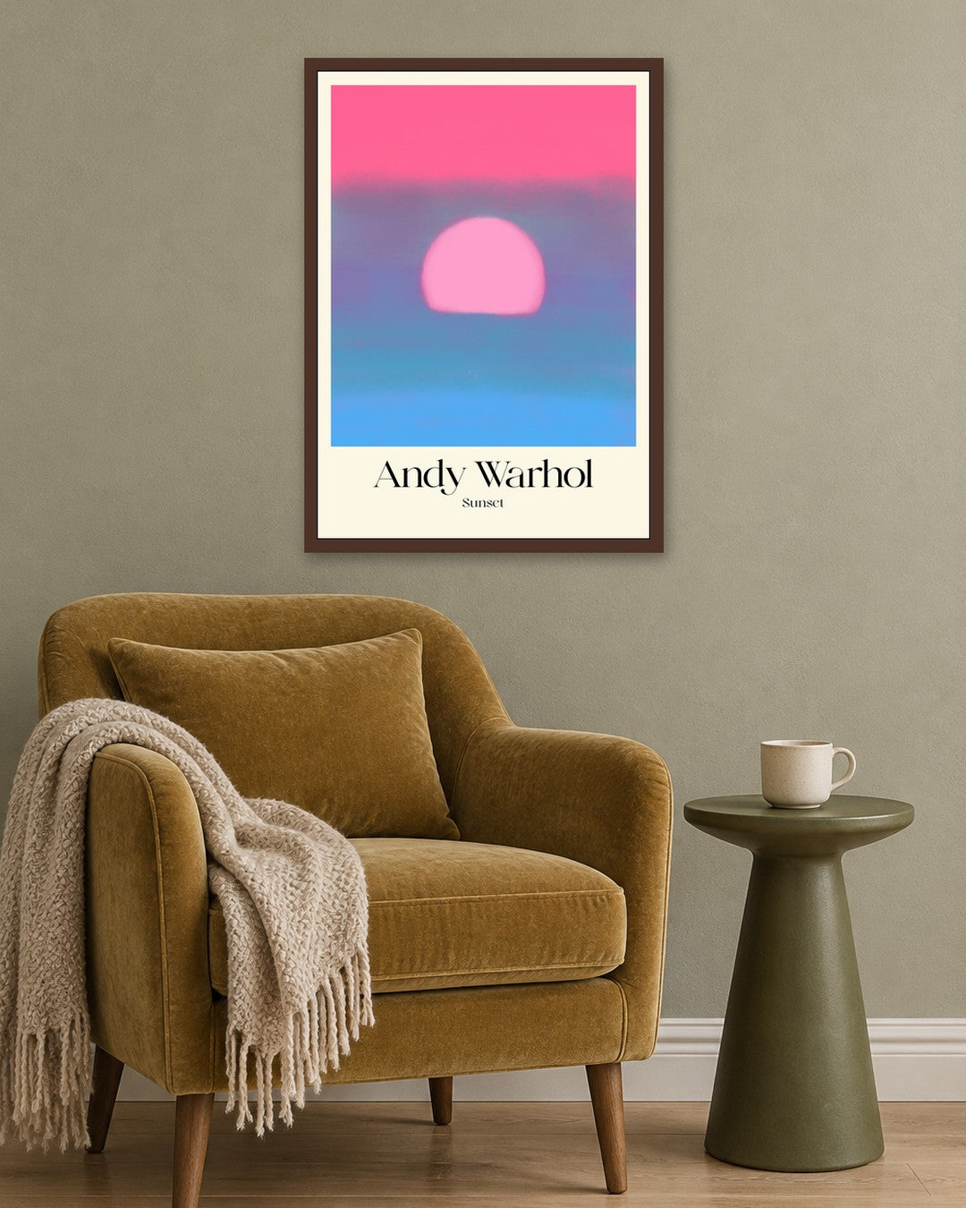 SENT Studio - Sunset Blue - dark oak frame in a room