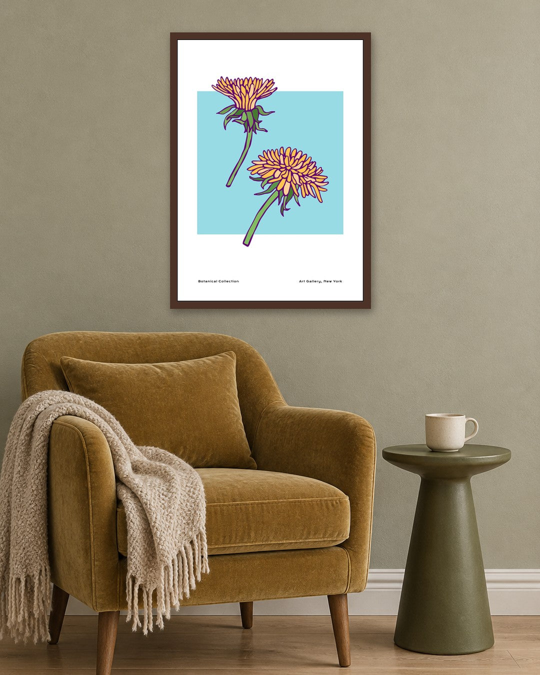 SENT Studio - Flower Poster No. 24 - dark oak frame in a room