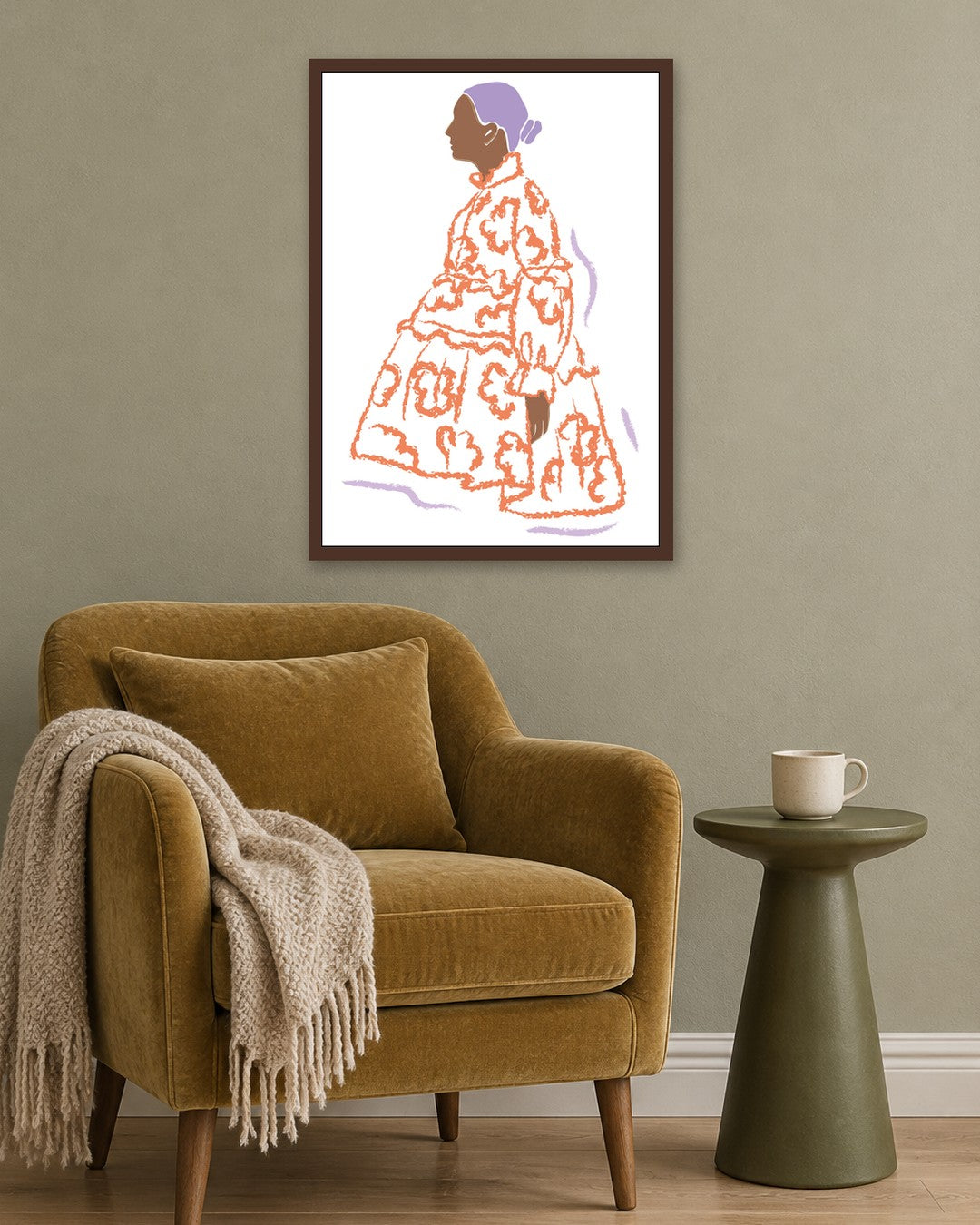 SENT Studio - Blooming Flowers Poster No. 59 - dark oak frame in a room