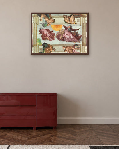 Michelangelo - Sistine Chapel Ceiling Detail - dark oak frame in a room