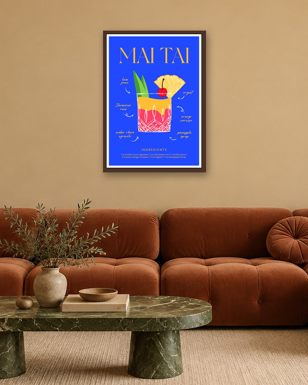 SENT Studio - Cocktail Poster No. 48 - dark oak frame in a room
