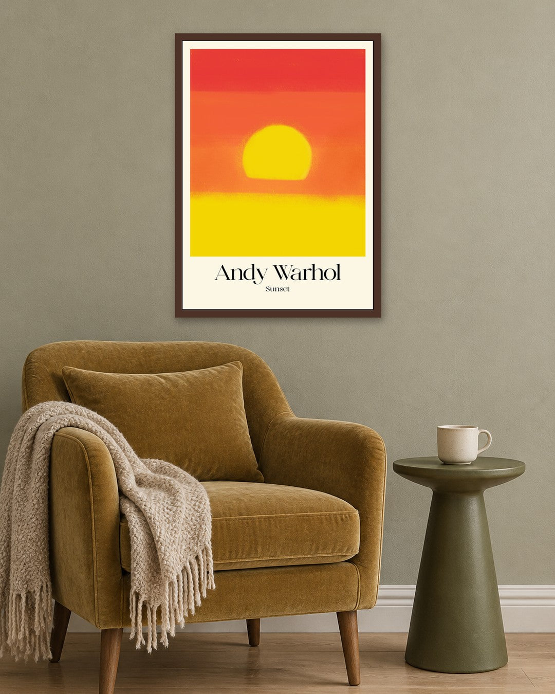 SENT Studio - Sunset Yellow - dark oak frame in a room