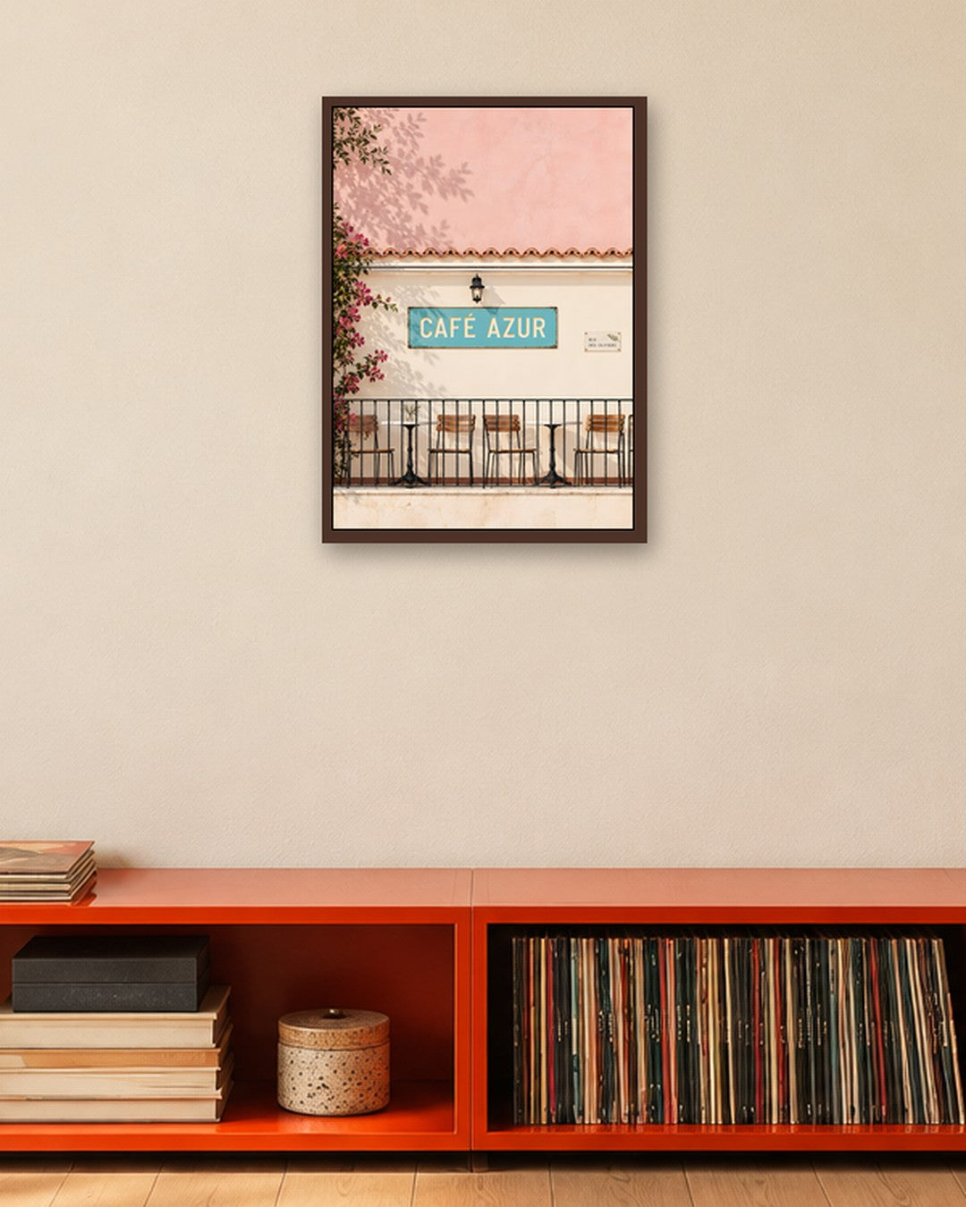 John Smart - Cafe Azur - dark oak frame in a room