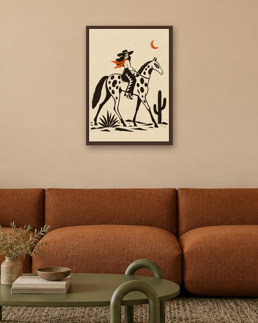 Elise Savoy - Desert Cowgirl - dark oak frame in a room