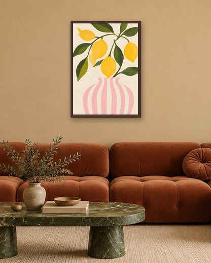 Ayla Heidenberg - Blush Lemon Vase - dark oak frame in a room