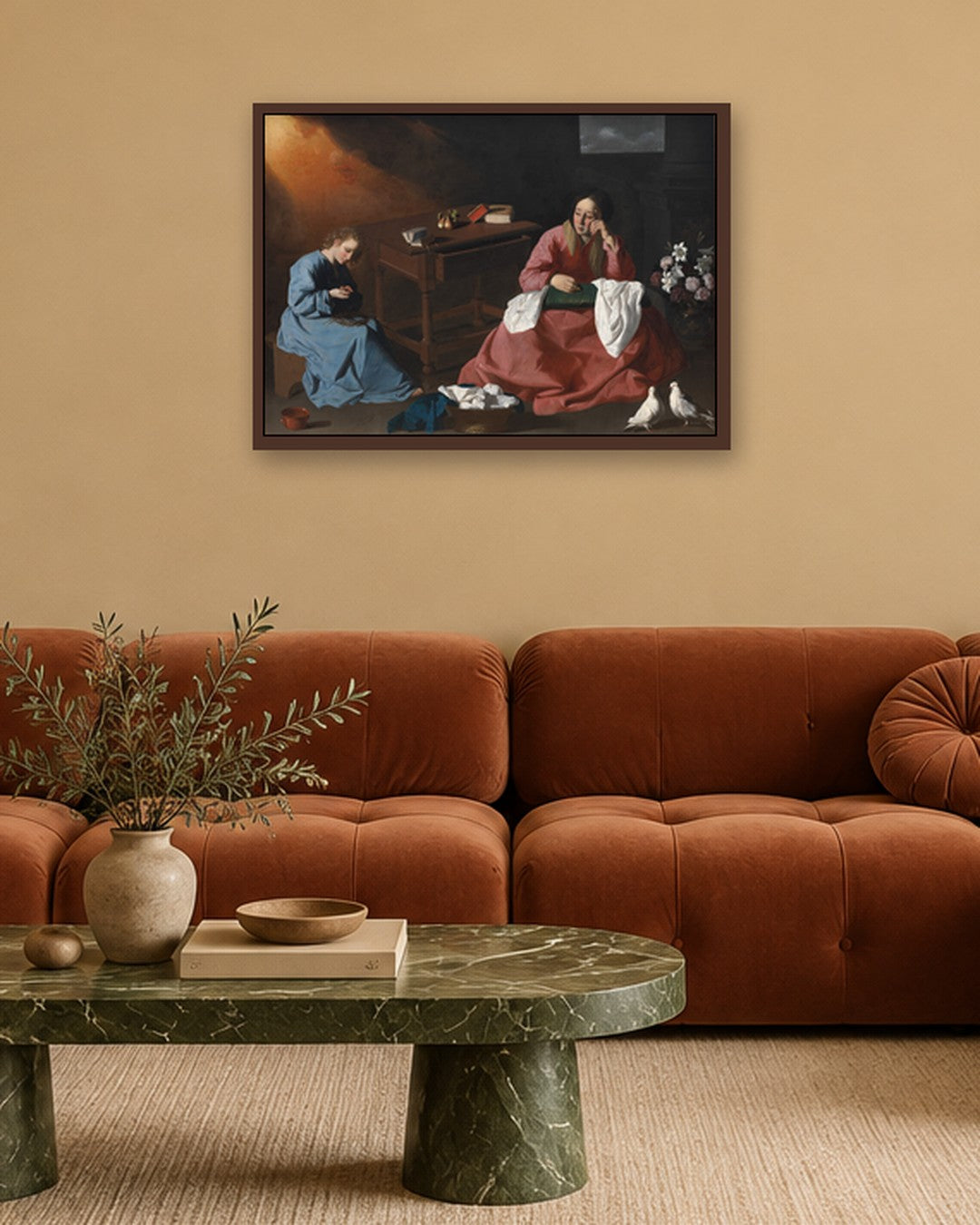 Francisco de Zurbarán - Christ and the Virgin in the House at Nazareth - dark oak frame in a room