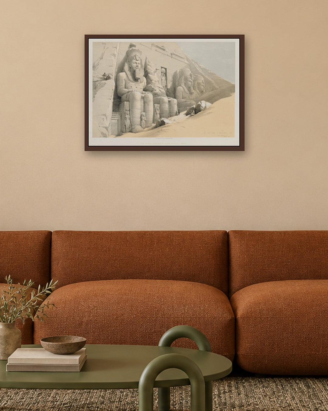 Louis Haghe - Egypt and Nubia, Volume I: The Great Temple of Aboo-Simble, Nubia - dark oak frame in a room