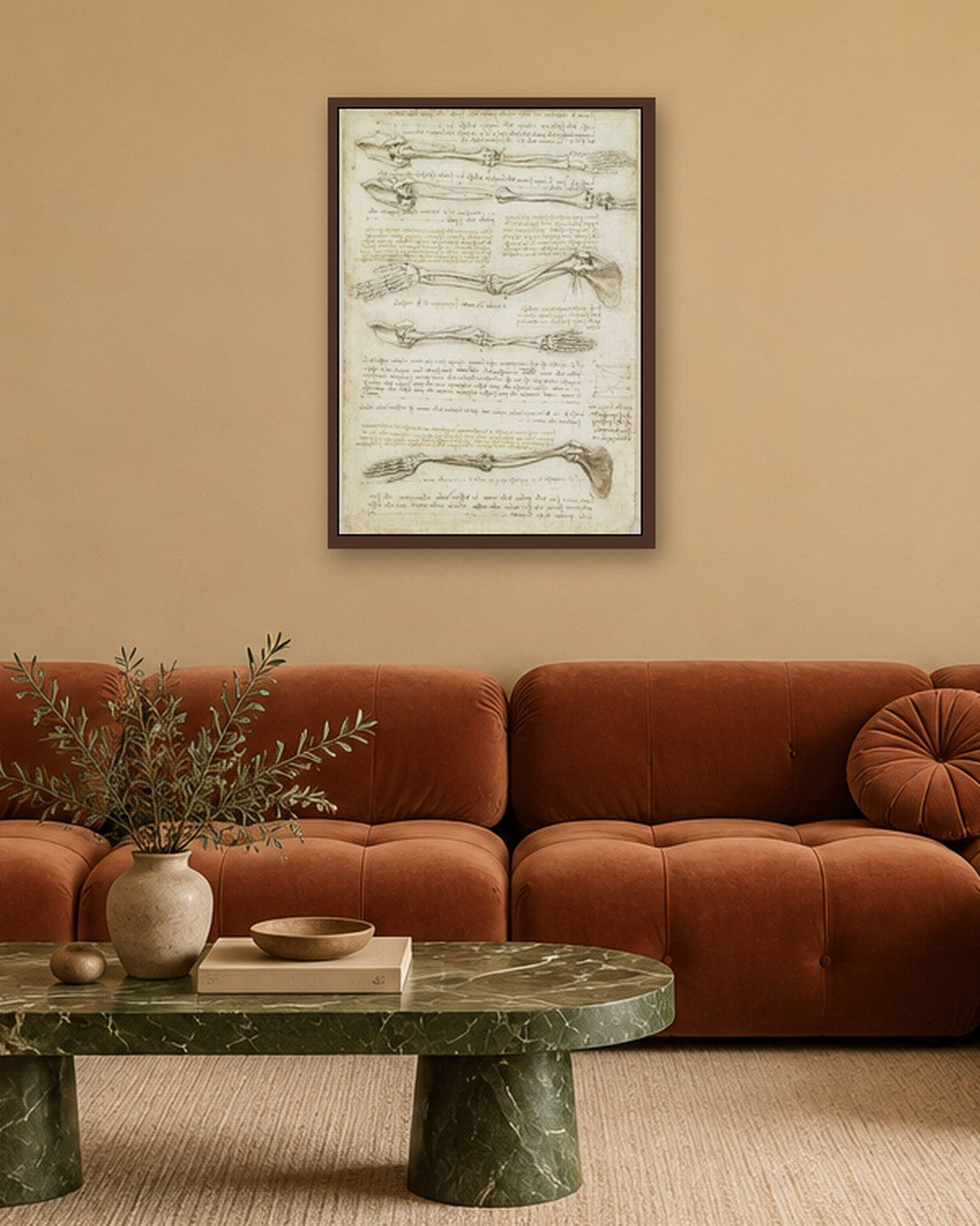 Leonardo da Vinci - Studies of the Arm Bones - dark oak frame in a room