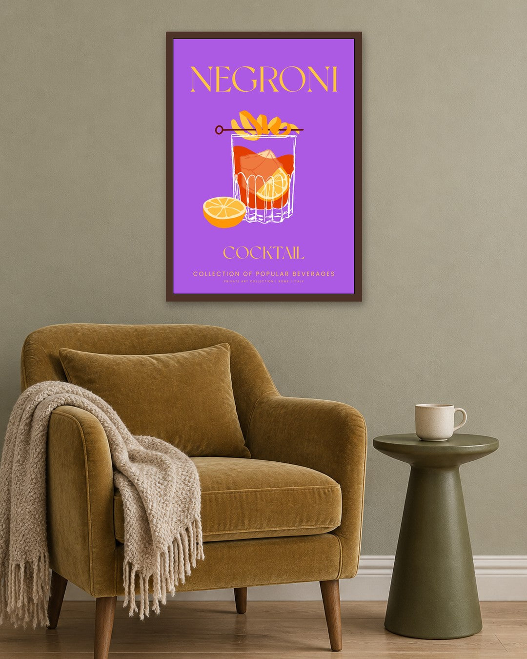 SENT Studio - Cocktail Poster No. 3 - dark oak frame in a room