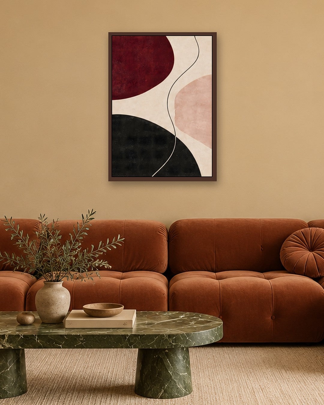 Hilary Ward - Stone Circles - dark oak frame in a room