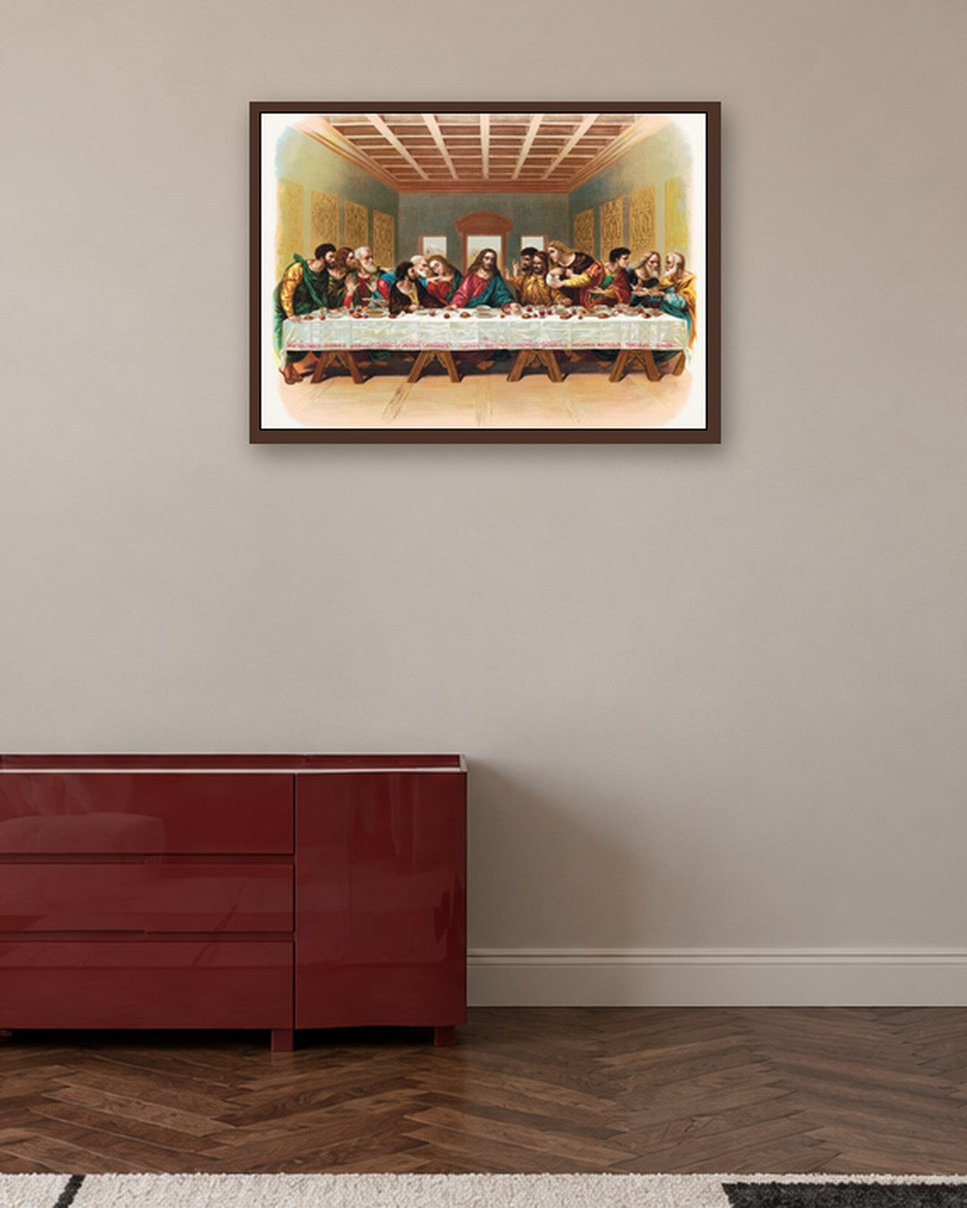 Leonardo da Vinci - The Last Supper - dark oak frame in a room