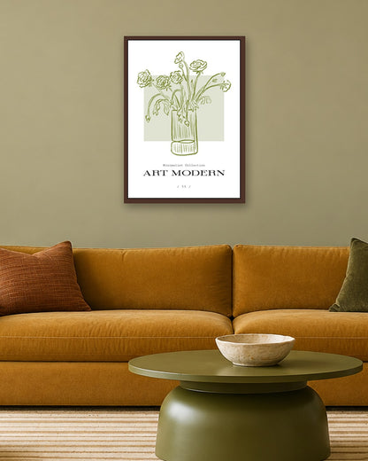 SENT Studio - Blooming Flowers Poster No. 55 - dark oak frame in a room