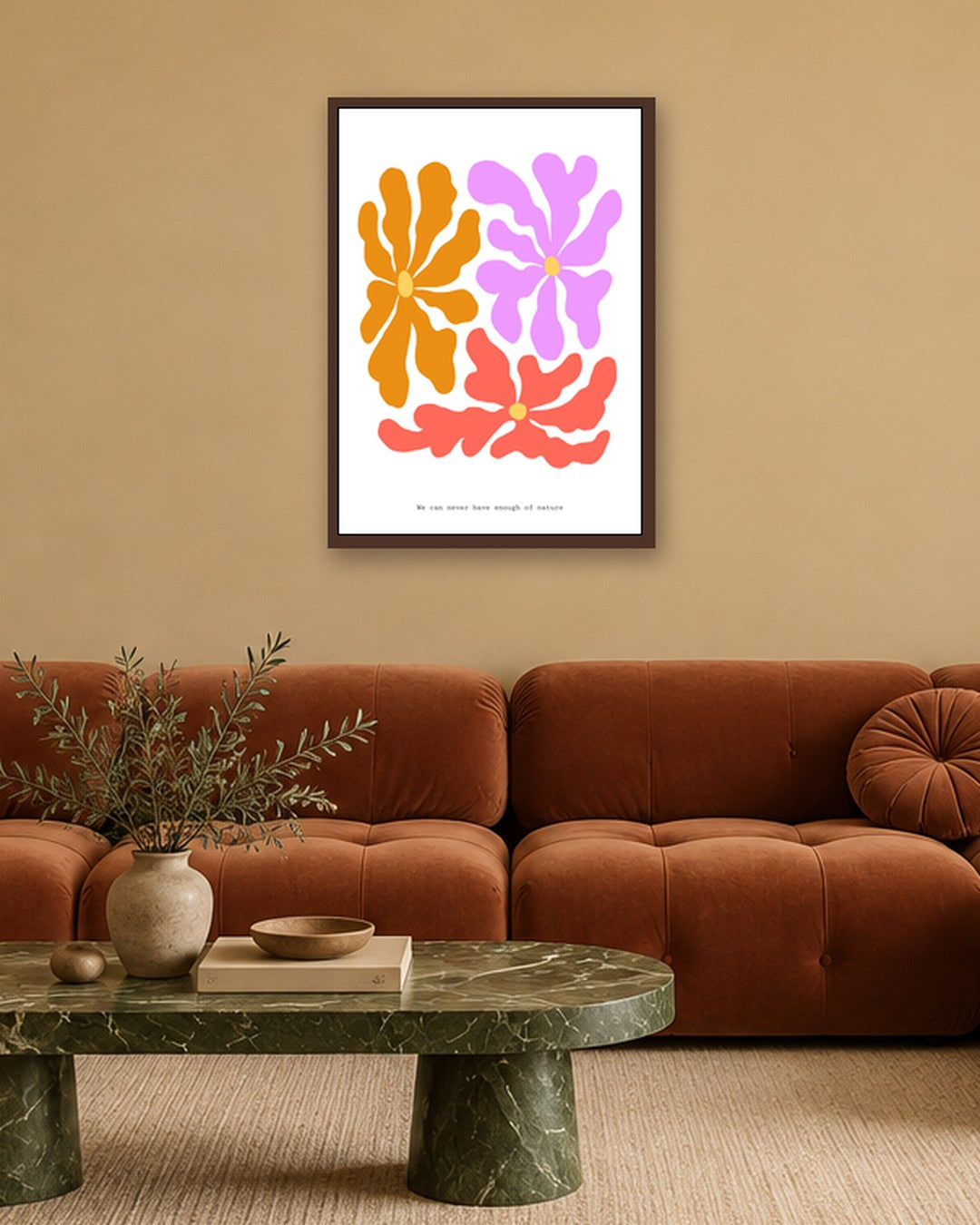 SENT Studio - Blooming Flowers Poster No. 43 - dark oak frame in a room