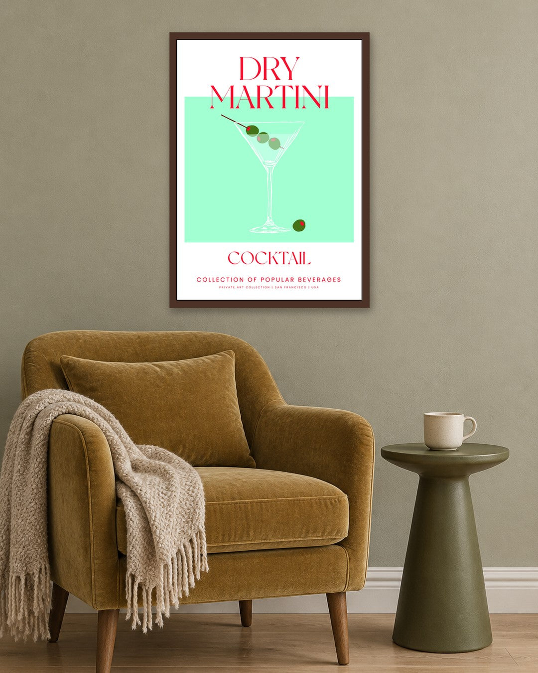 SENT Studio - Cocktail Poster No. 16 - dark oak frame in a room