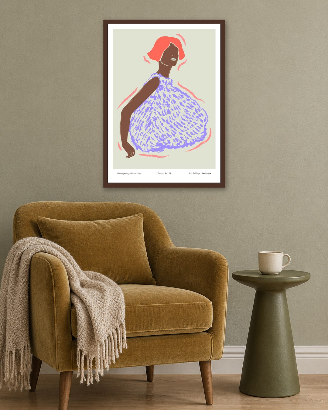SENT Studio - Blooming Flowers Poster No. 17 - dark oak frame in a room