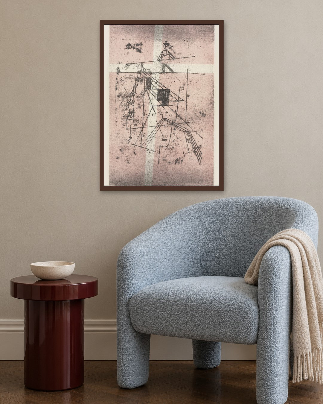 Paul Klee - Tightrope Walker - dark oak frame in a room
