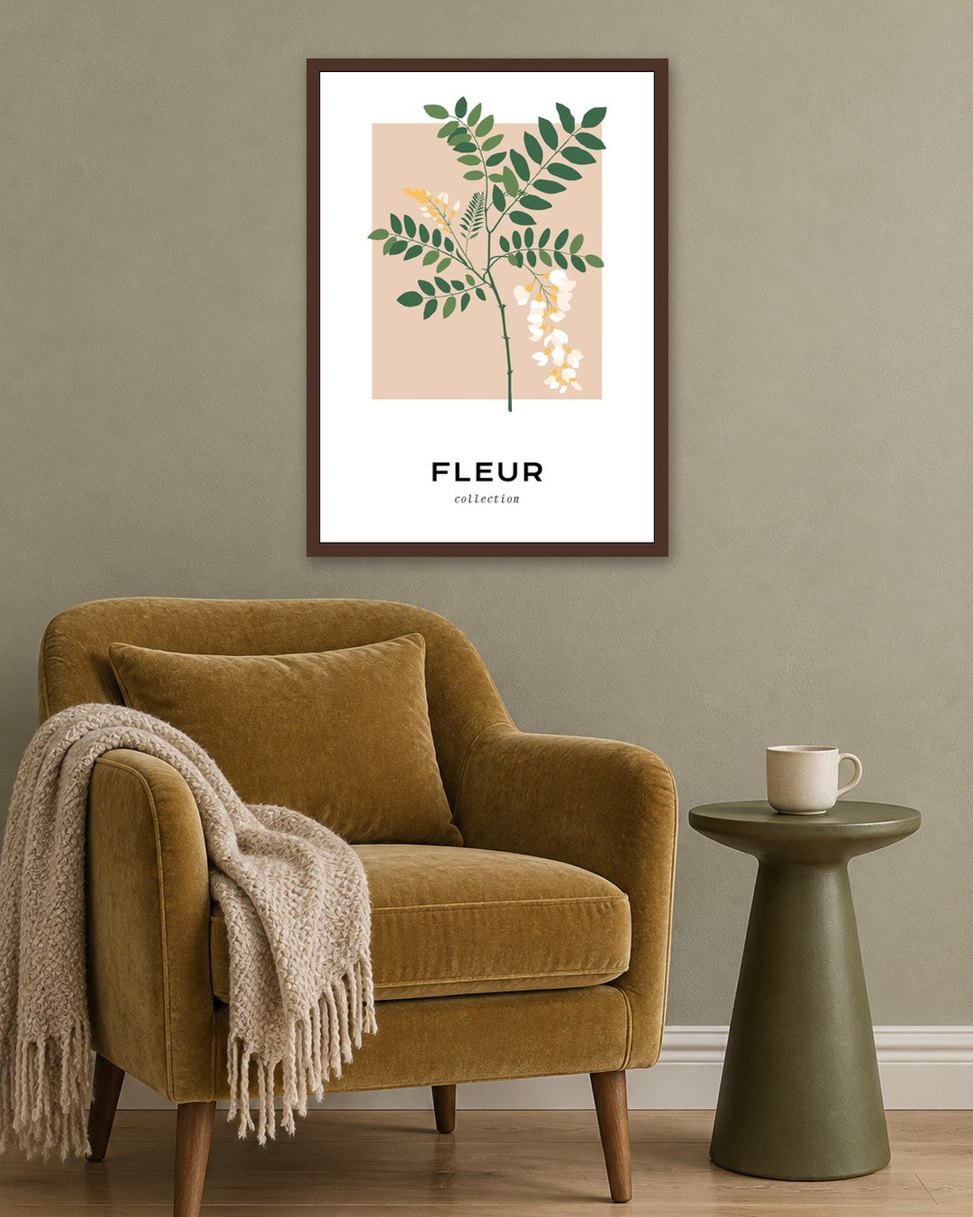 SENT Studio - Botanical Poster No. 35 - dark oak frame in a room