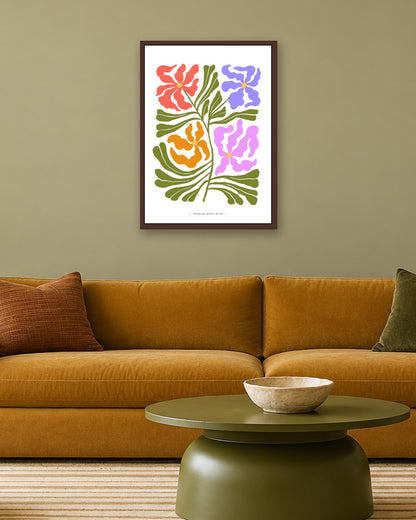 SENT Studio - Blooming Flowers Poster No. 6 - dark oak frame in a room