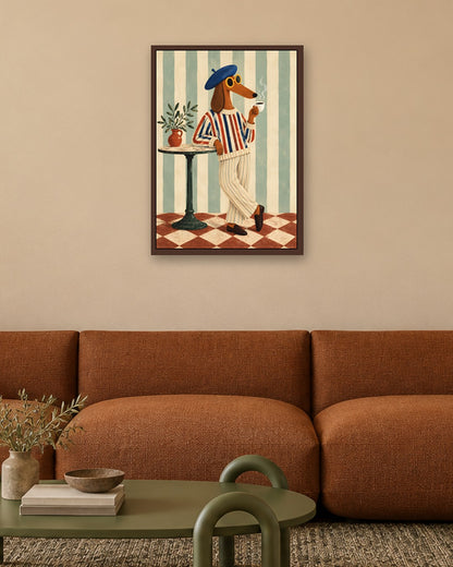 Paige Hilton - Petit Dejeuner - dark oak frame in a room