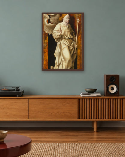 Renaissance Masters - Angel with a Sceptre - dark oak frame in a room