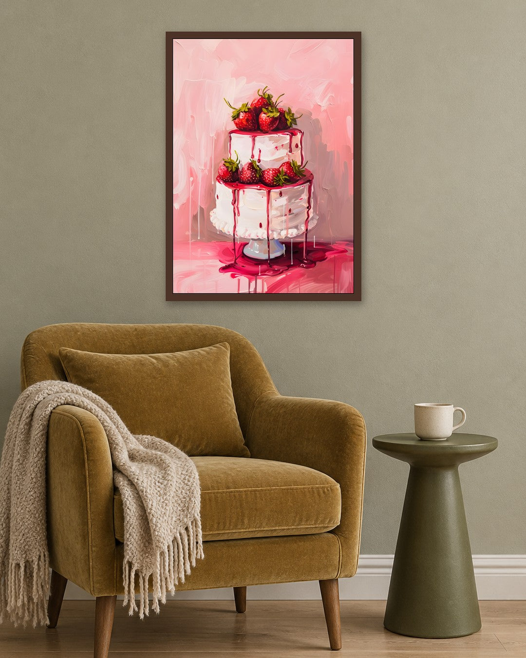 SENT Studio - Strawberry Cake - dark oak frame in a room