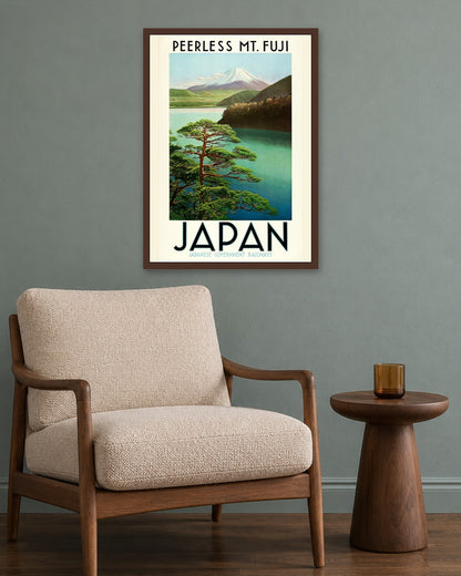 Peerless Mt. Fuji - Japan - dark oak frame in a room