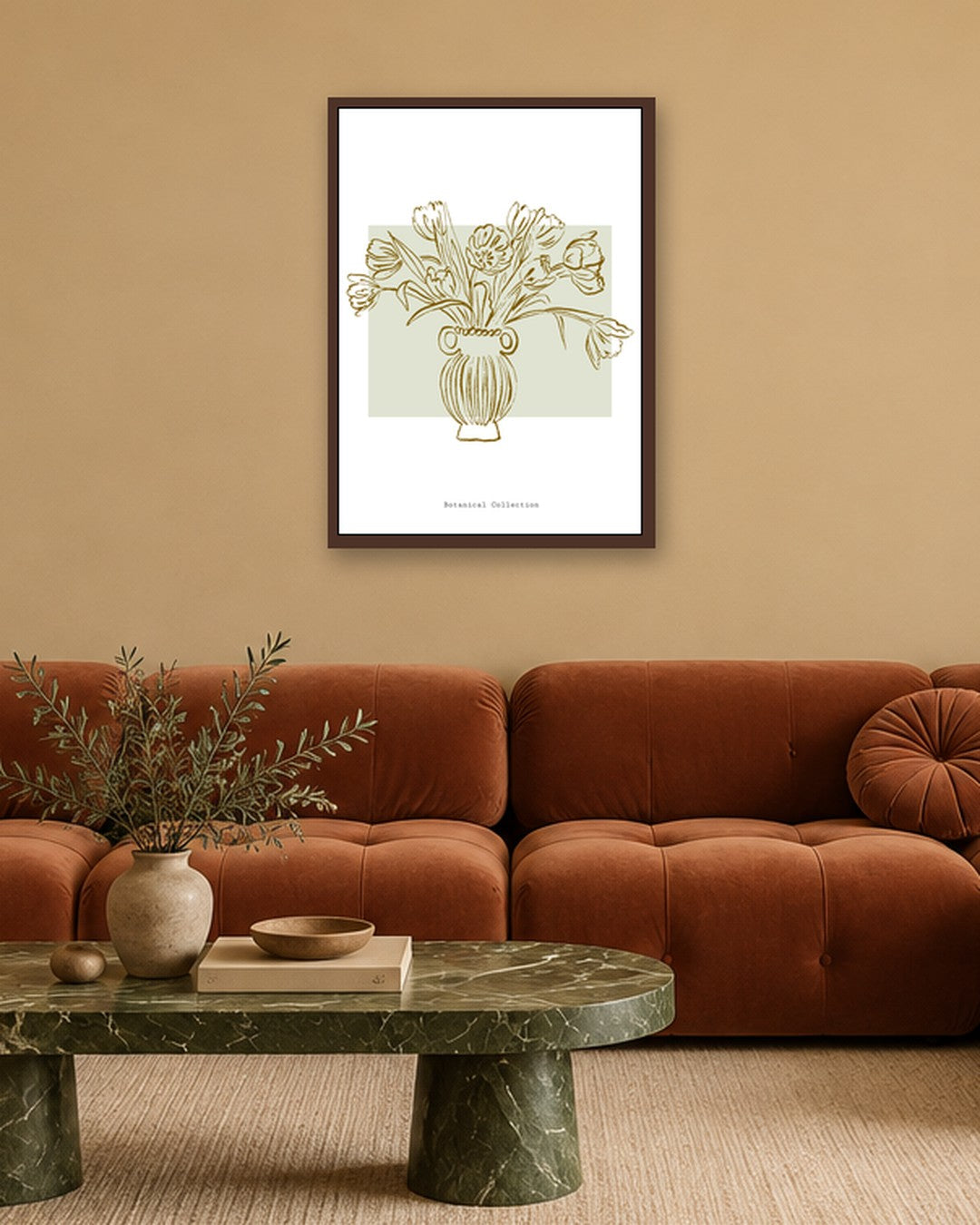 SENT Studio - Blooming Flowers Poster No. 16 - dark oak frame in a room