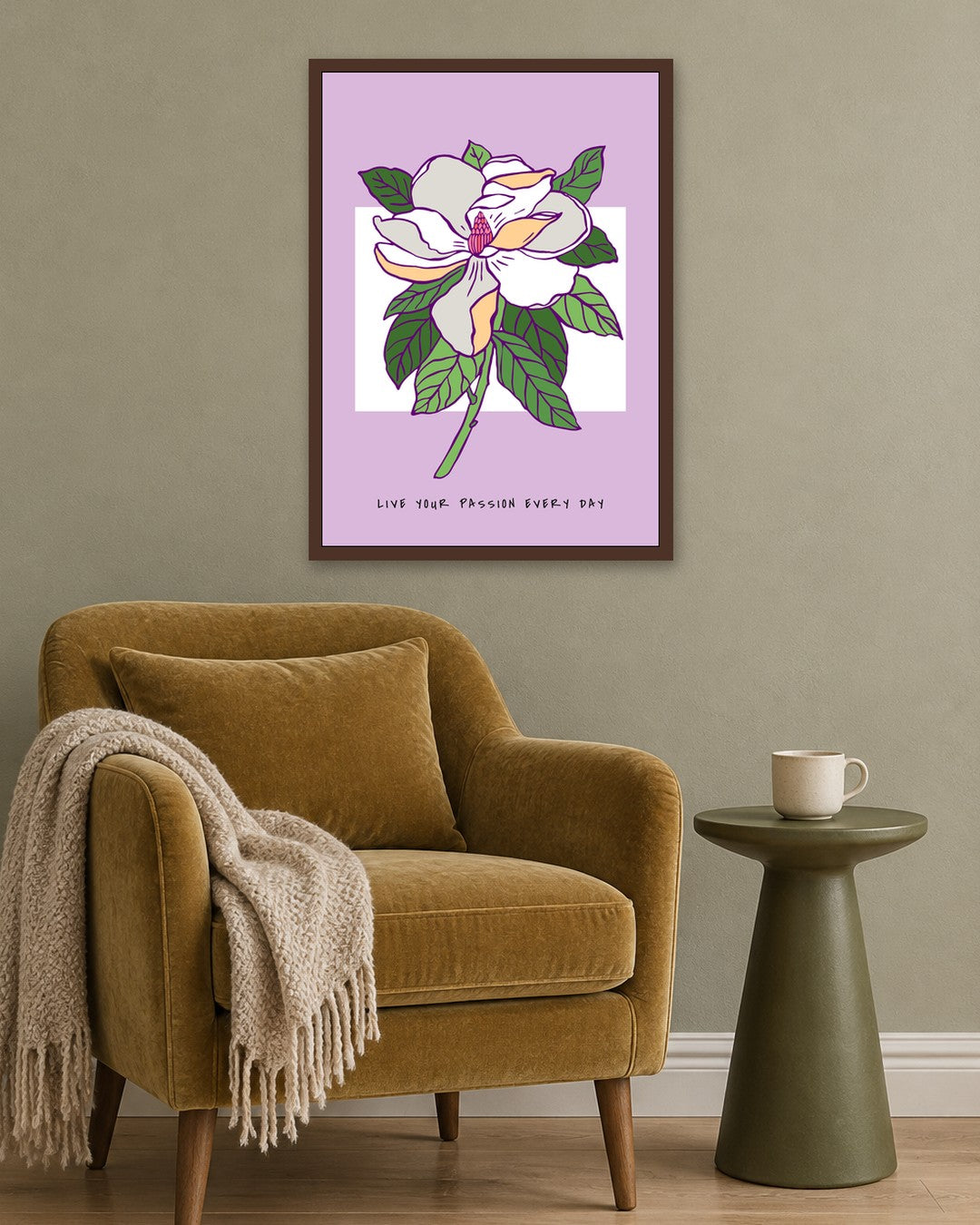 SENT Studio - Flower Poster No. 14 - dark oak frame in a room