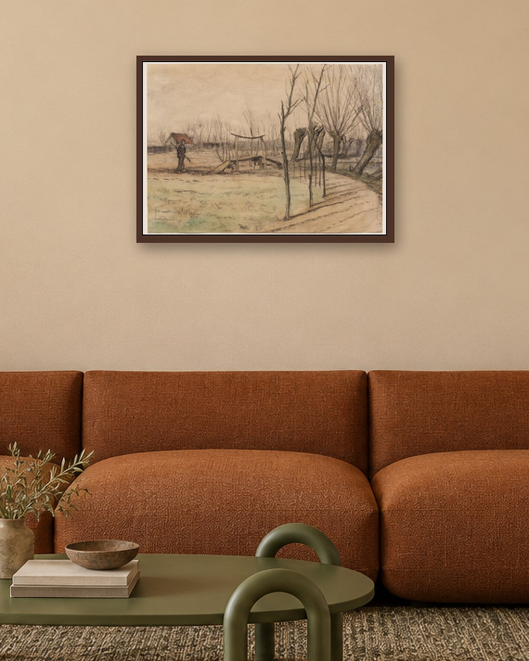 Piet Mondrian - Landscape at Loosduinen - dark oak frame in a room
