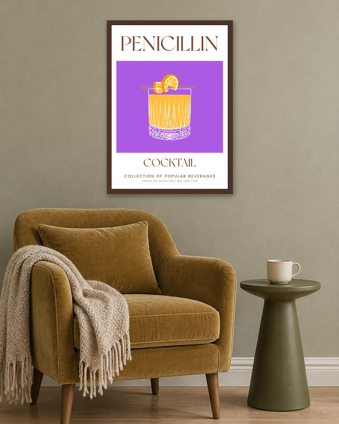 SENT Studio - Cocktail Poster No. 35 - dark oak frame in a room