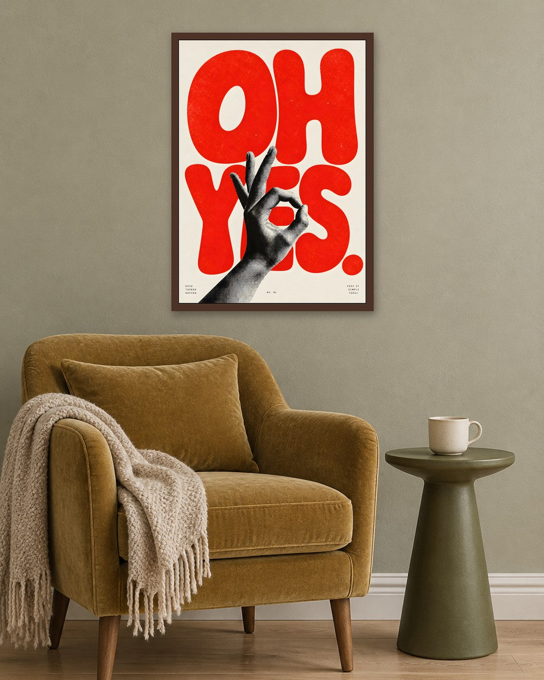Felicity Hastings - Oh Yes - dark oak frame in a room