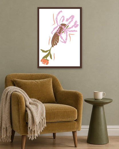 SENT Studio - Blooming Flowers Poster No. 52 - dark oak frame in a room