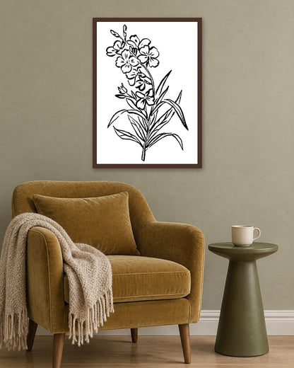 SENT Studio - Blooming Flowers Poster No. 1 - dark oak frame in a room