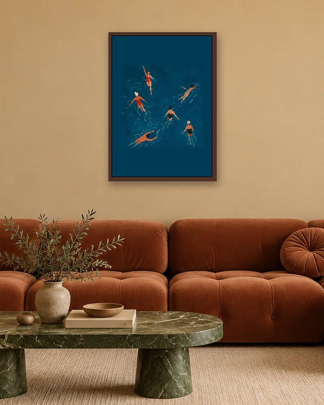 John Smart - Summer Swimmers - dark oak frame in a room