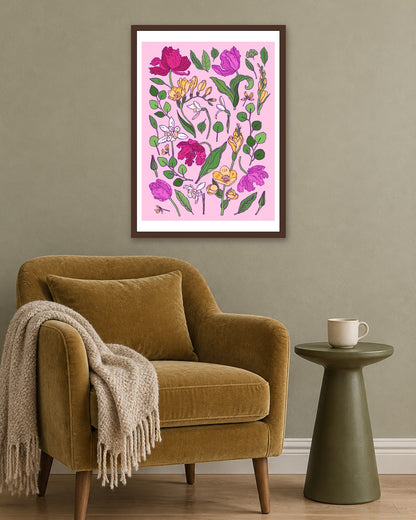 SENT Studio - Flower Poster No. 10 - dark oak frame in a room
