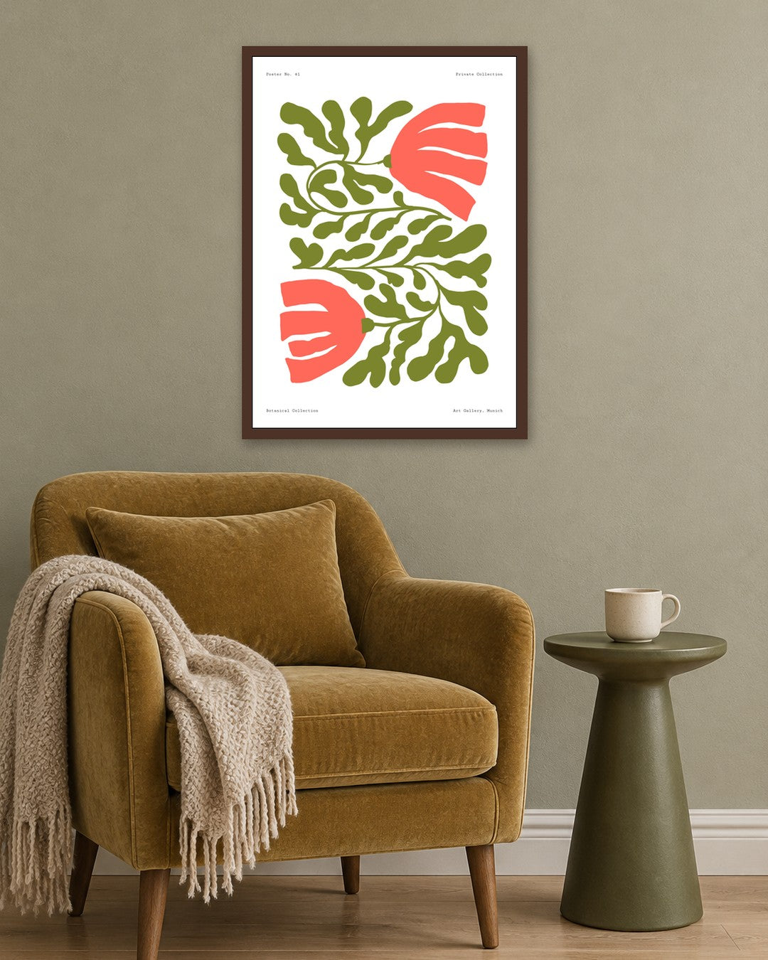 SENT Studio - Blooming Flowers Poster No. 41 - dark oak frame in a room