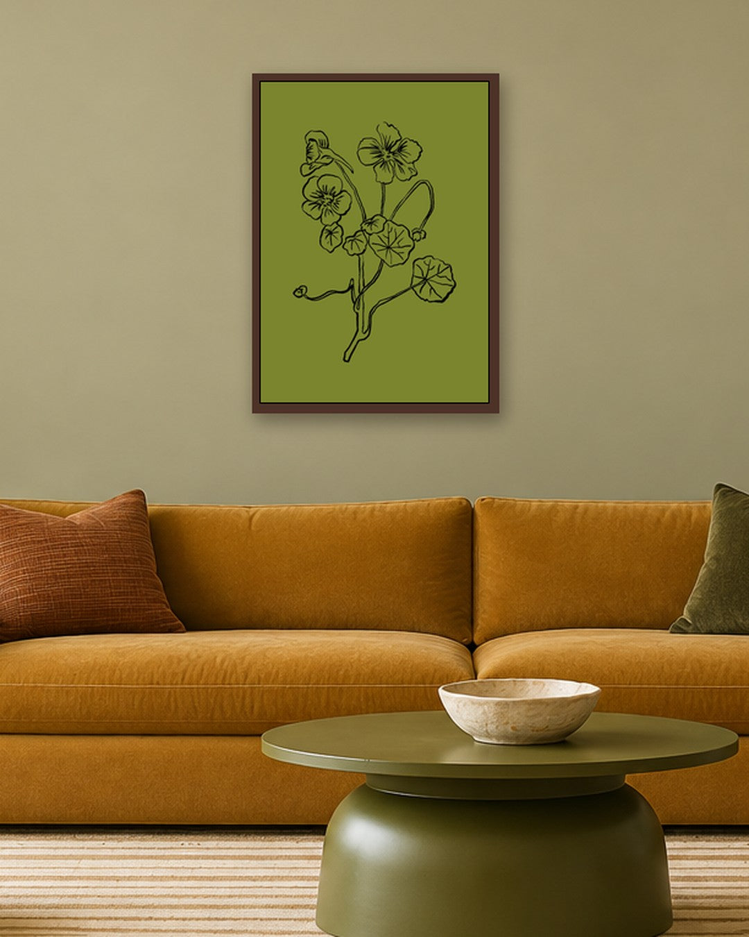 SENT Studio - Blooming Flowers Poster No. 28 - dark oak frame in a room