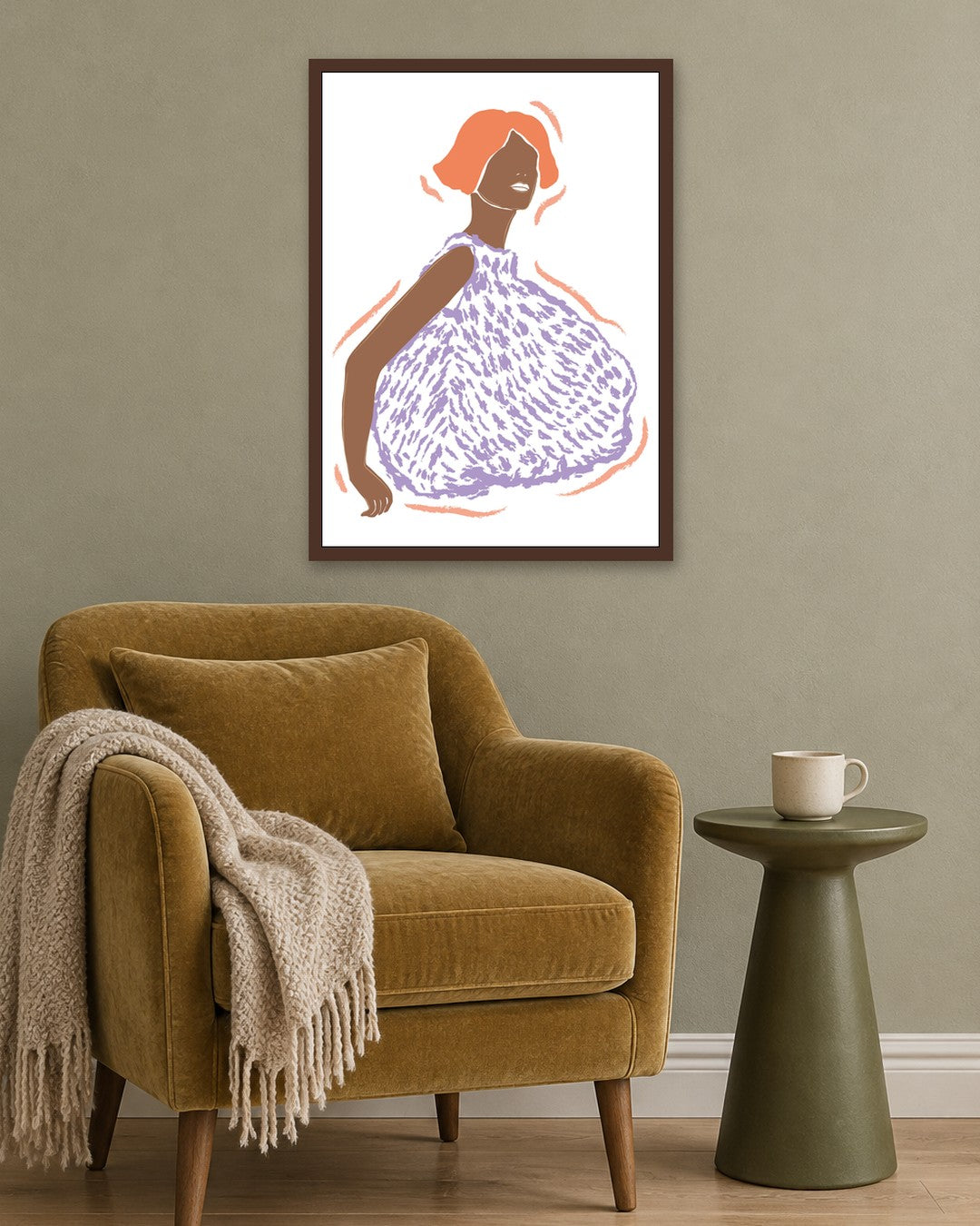 SENT Studio - Blooming Flowers Poster No. 58 - dark oak frame in a room