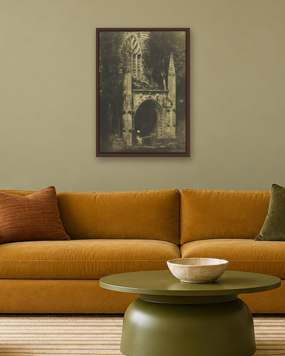 Louis-Rémy Robert - Fountain of Notre-Dame at Saint-Brieuc, Brittany - dark oak frame in a room