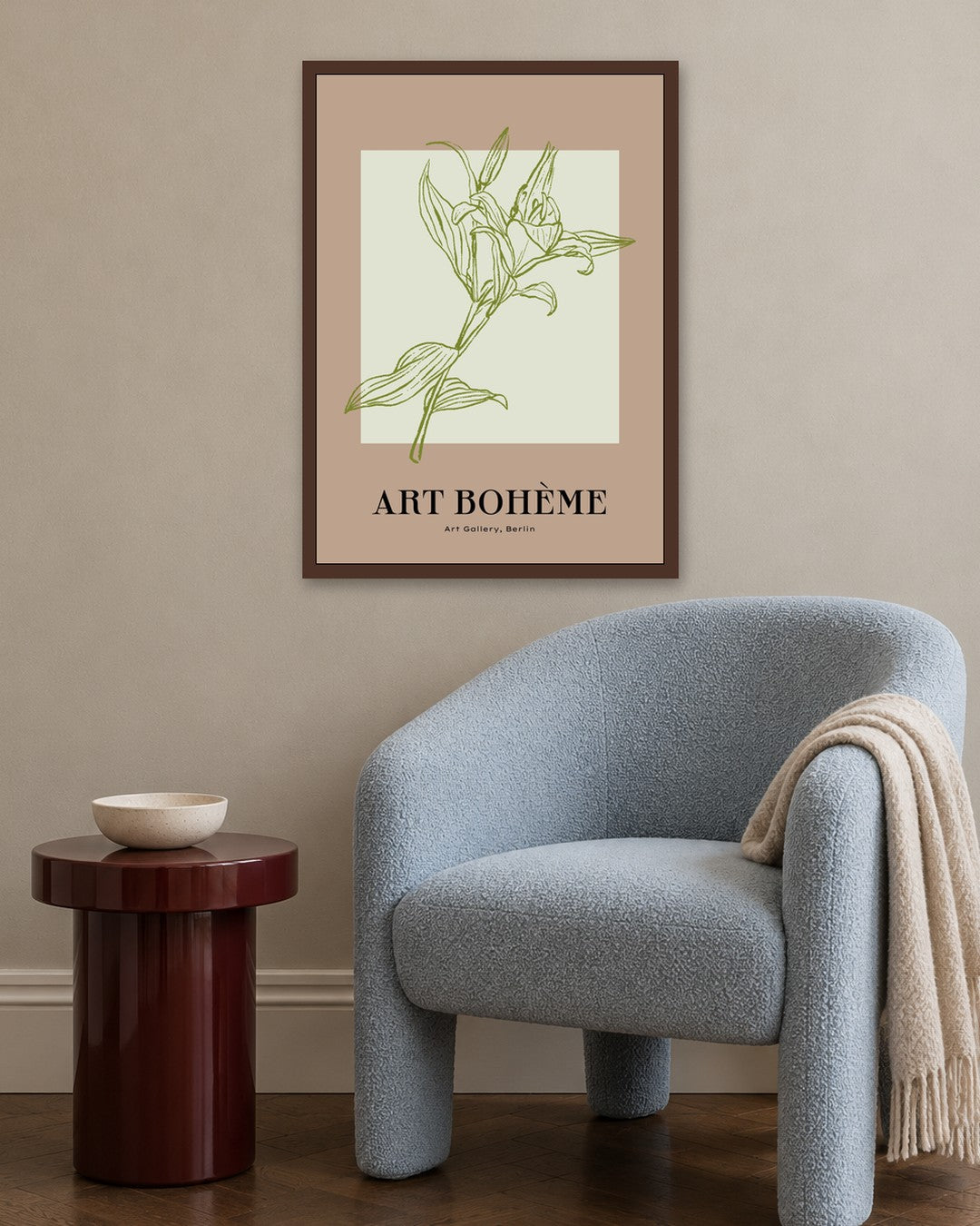 SENT Studio - Blooming Flowers Poster No. 13 - dark oak frame in a room