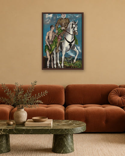 El Greco - Saint Martin and the Beggar - dark oak frame in a room