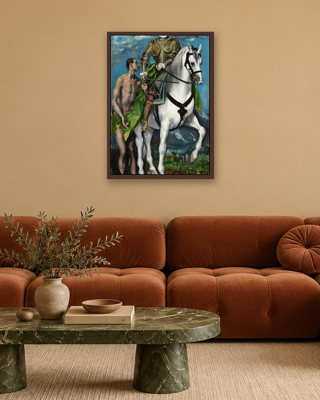 El Greco - Saint Martin and the Beggar II - dark oak frame in a room
