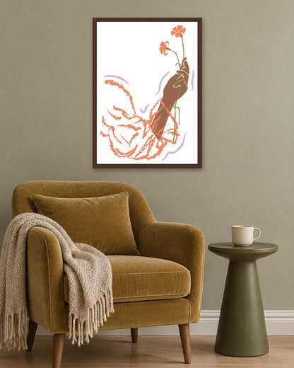 SENT Studio - Blooming Flowers Poster No. 42 - dark oak frame in a room